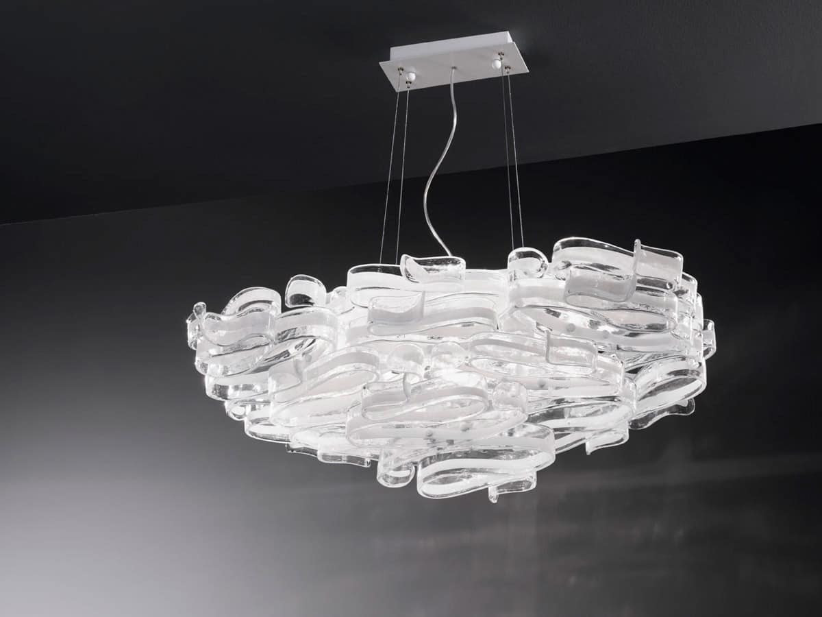 Kronleuchter Aus Glas Und Lackiertes Metall Für Die