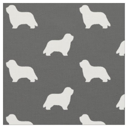 Bearded Collie Silhouettes Pattern Fabric