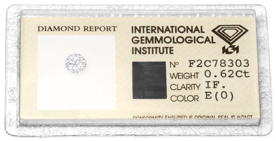 Original-Foto 1, DIAMANT IGI 0,62ct BRILLANT LUPENREIN RIVER VGVG JUWEL!