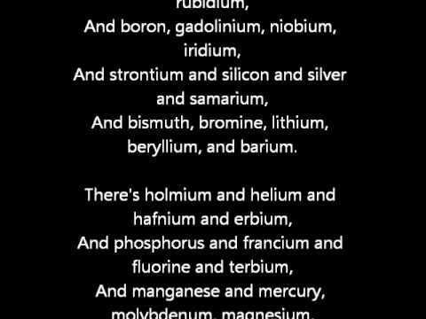 daniel periodic radcliffe song tom lehrer table PERIODIC THE NEW TABLE TOM LEHRER FOR SONG LYRICS