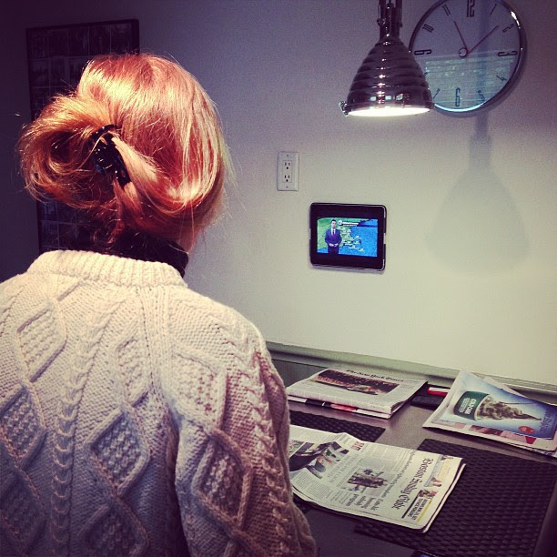 Catching the weather report on @7news, on iPad, via @aereotv #kitchen #tv