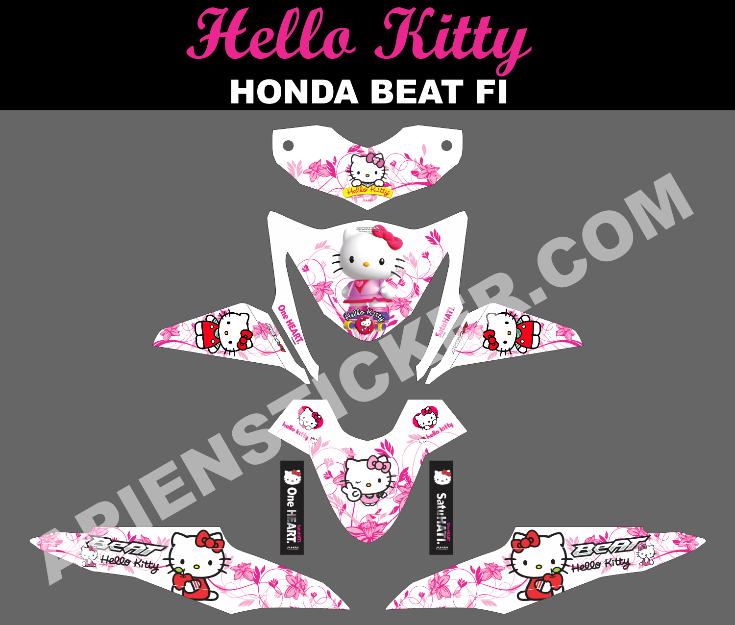 Striping Motor Beat FI Hello Kitty Apien Sticker