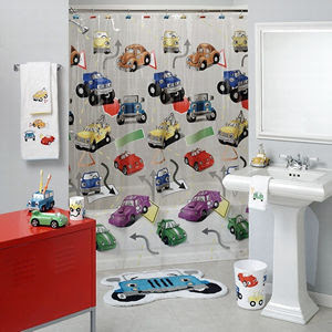 Home Decor Trends, Tips and Decorating Ideas Blog: Cars Shower Curtain \u0026 Bath Accessories For Kids