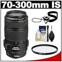 Canon EF 70-300mm f/4-5.6 IS USM AF Lens + UV Filter + Kit for EOS 5D Mark II III, 6D, 7D, 70D, Rebel T3, T3i, T5i, SL1 Cameras