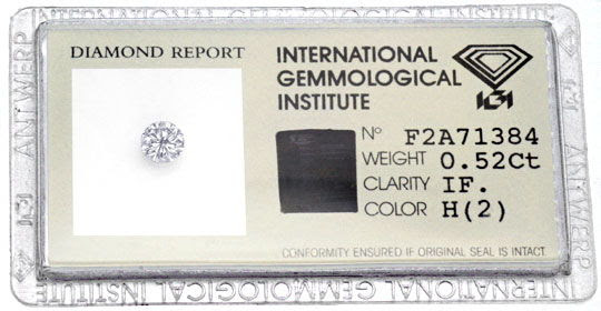 Original-Foto 1, DIAMANT 0,52ct BRILLANT, IGI LUPENREIN WESSELTON JUWEL!