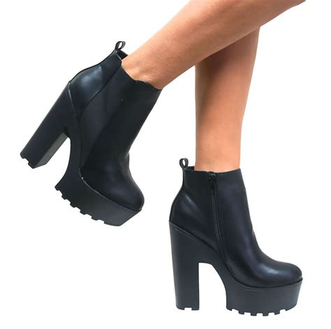 ladies womens chunky cleated tractor sole platform high