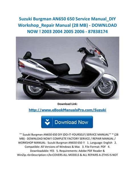 PDF 1998 2008 Suzuki An650 Workshop Service Repair Manual