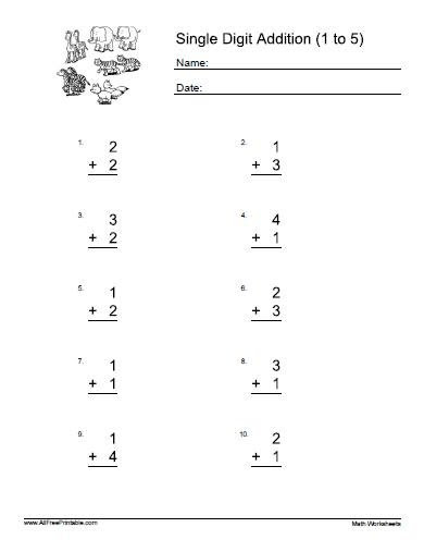 Single Digit Addition Worksheets | Free Printable