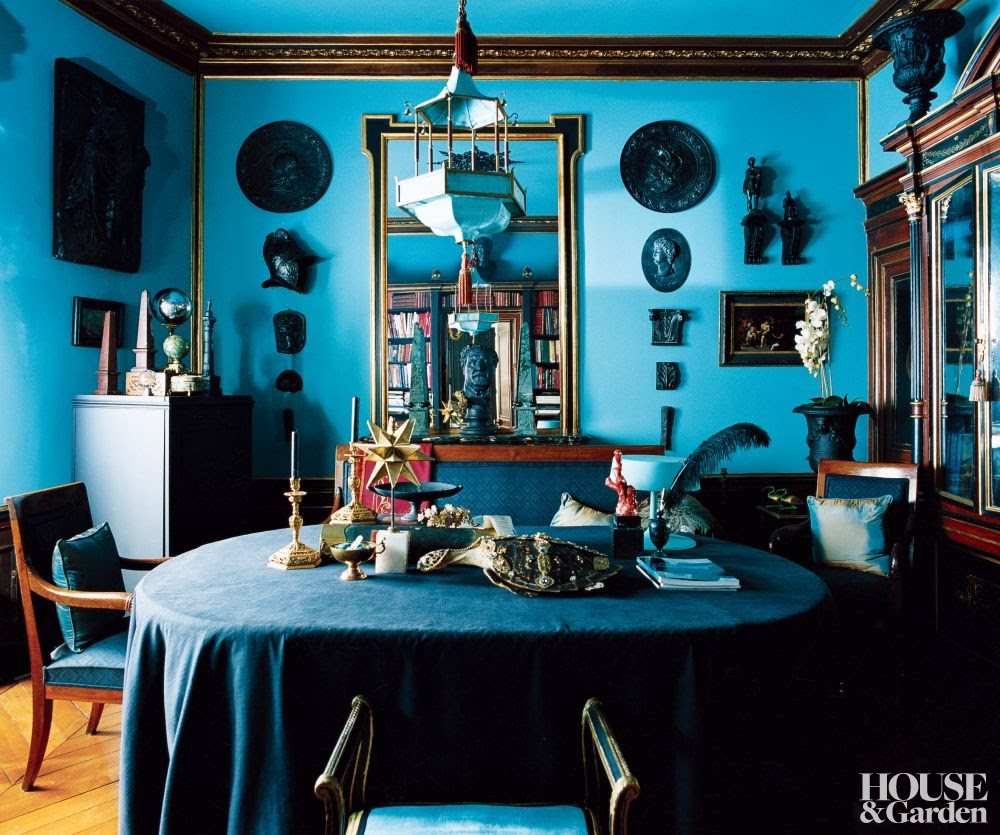 Traditional Home Library In Turquoise Interiors By Color