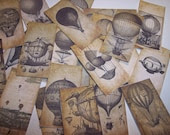 Hot Air Balloon Steampunk Sticker Labels Set of 24 - mreguera