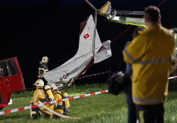 Avião; pequeno; porte; queda; acidente; Suíça (Foto: Fabrice Coffrini / AFP)