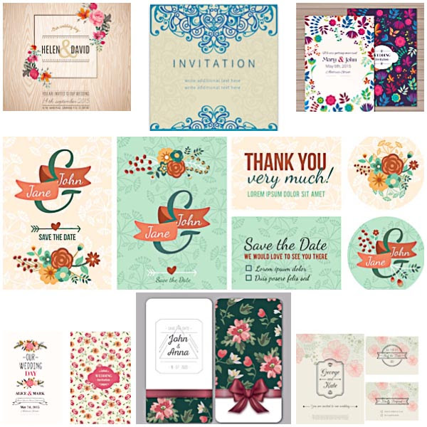 Download Floral modern wedding invitations vector | Free download