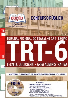 Concurso TRT 6ª Região 2018-TÉCNICO JUDICIÁRIO - ÁREA ADMINISTRATIVA-ANALISTA JUDICIÁRIO (COMUM A TODOS)