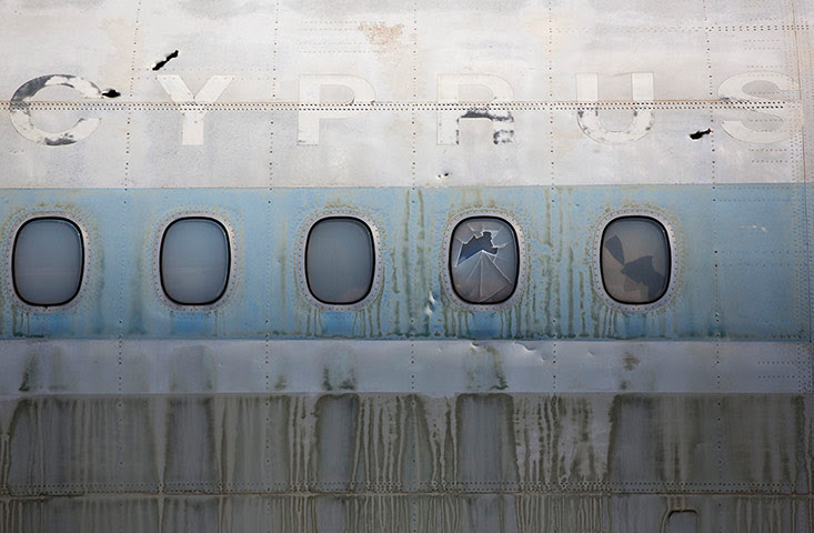A Cyprus Airways jet in the abandoned Nicosia International Airport