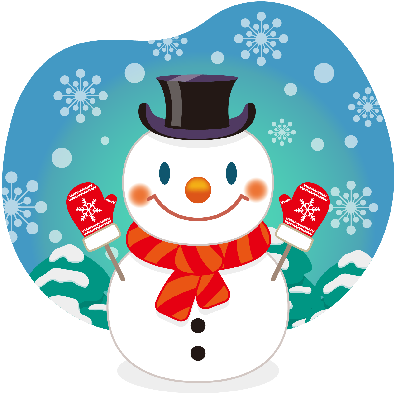 商用フリー 無料イラスト クリスマス スノーマン 雪だるま 雪背景 Snowman 008 商用ok フリー素材集 ナイスなイラスト