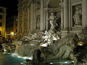 Trevi Fountain at night.