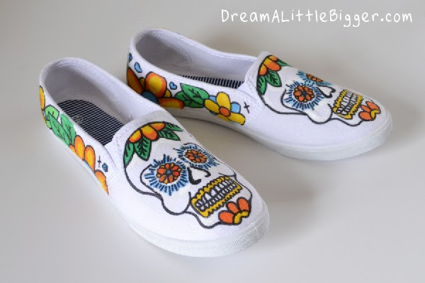 Sugar Skull Sneakers Tutorial by DreamALittleBigger.com