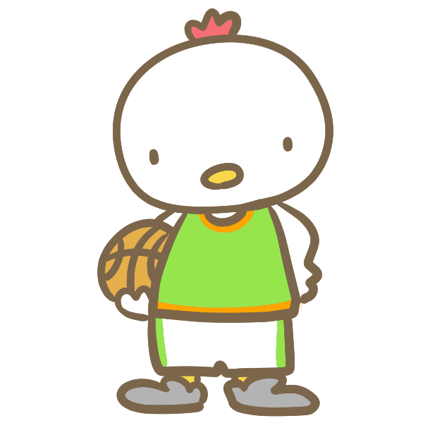 バスケをする鶏 緑 のイラスト かわいいフリー素材が無料のイラストレイン