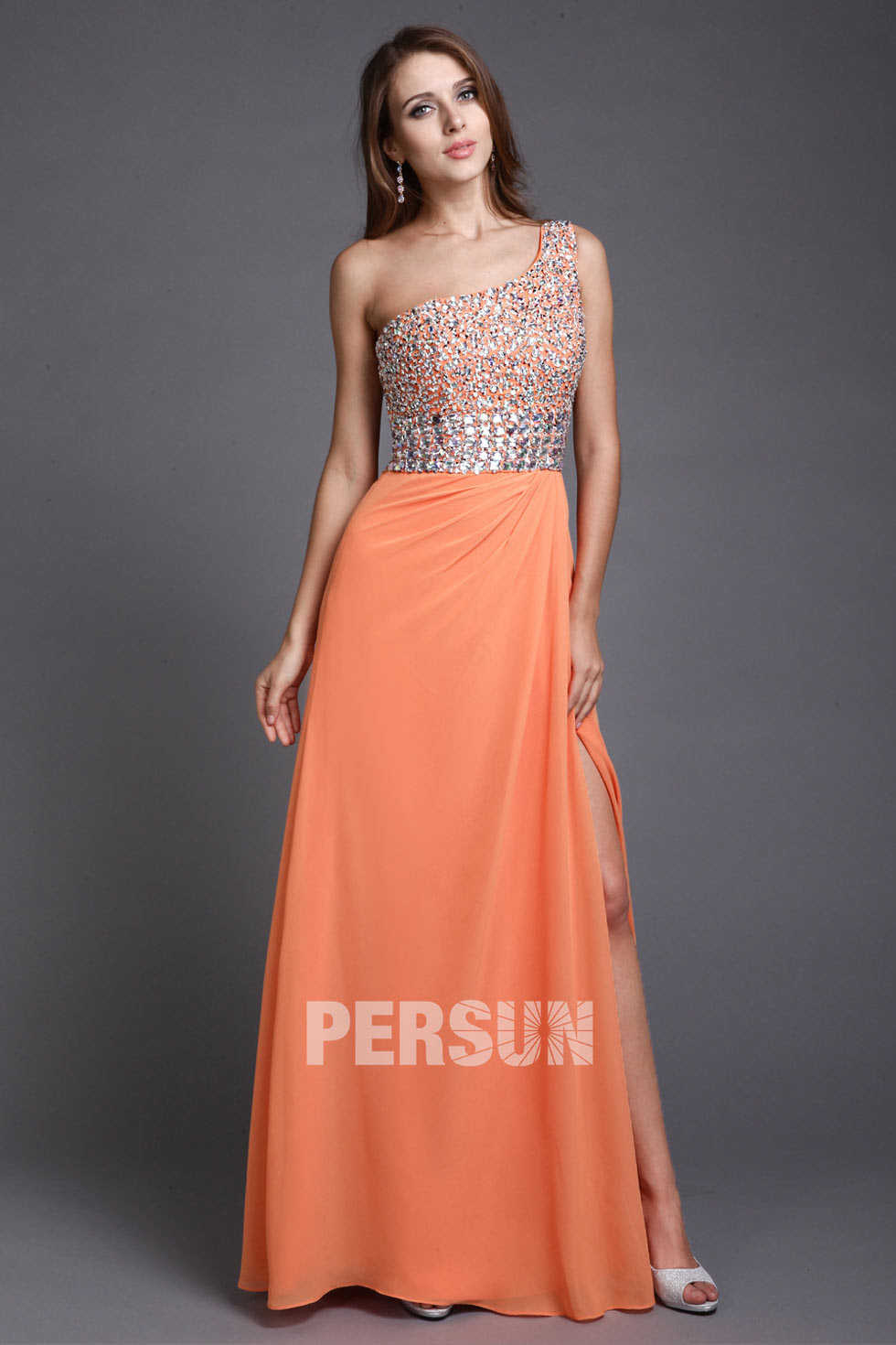Orange sequin dress