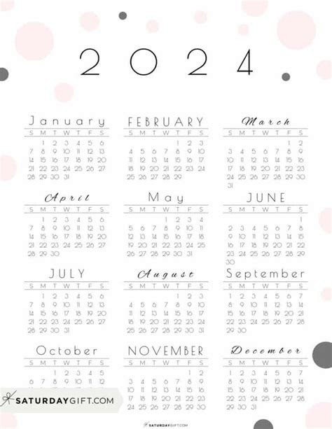  2024 calendar printable cute free 2024 yearly calendar templates