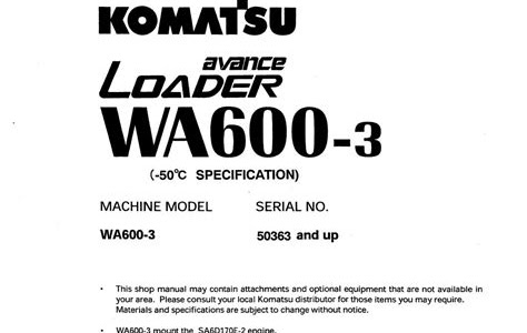 Download Kindle Editon komatsu wa600 3 wheel loader service repair workshop manual download sn 50363 and up How To Download Free PDF PDF