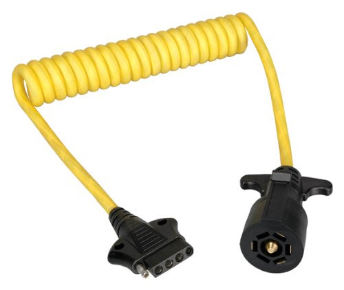 Reese 20055 4' Coiled 7-Way Flat Pin to 5-Flat  Adapter