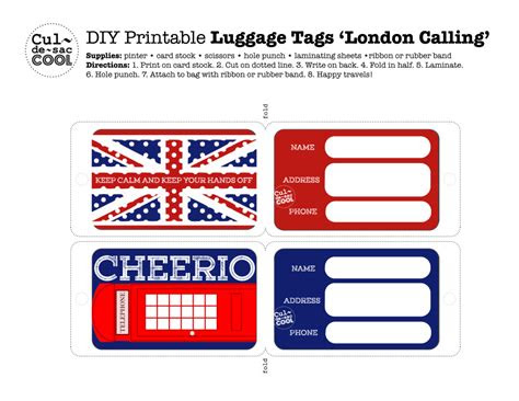 diy printable luggage tags london calling