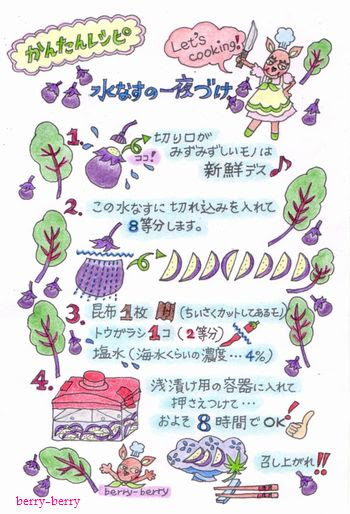 かんたんレシピカード 水なすの一夜漬け ようこそ Berry Berry 徒然なるママにっ
