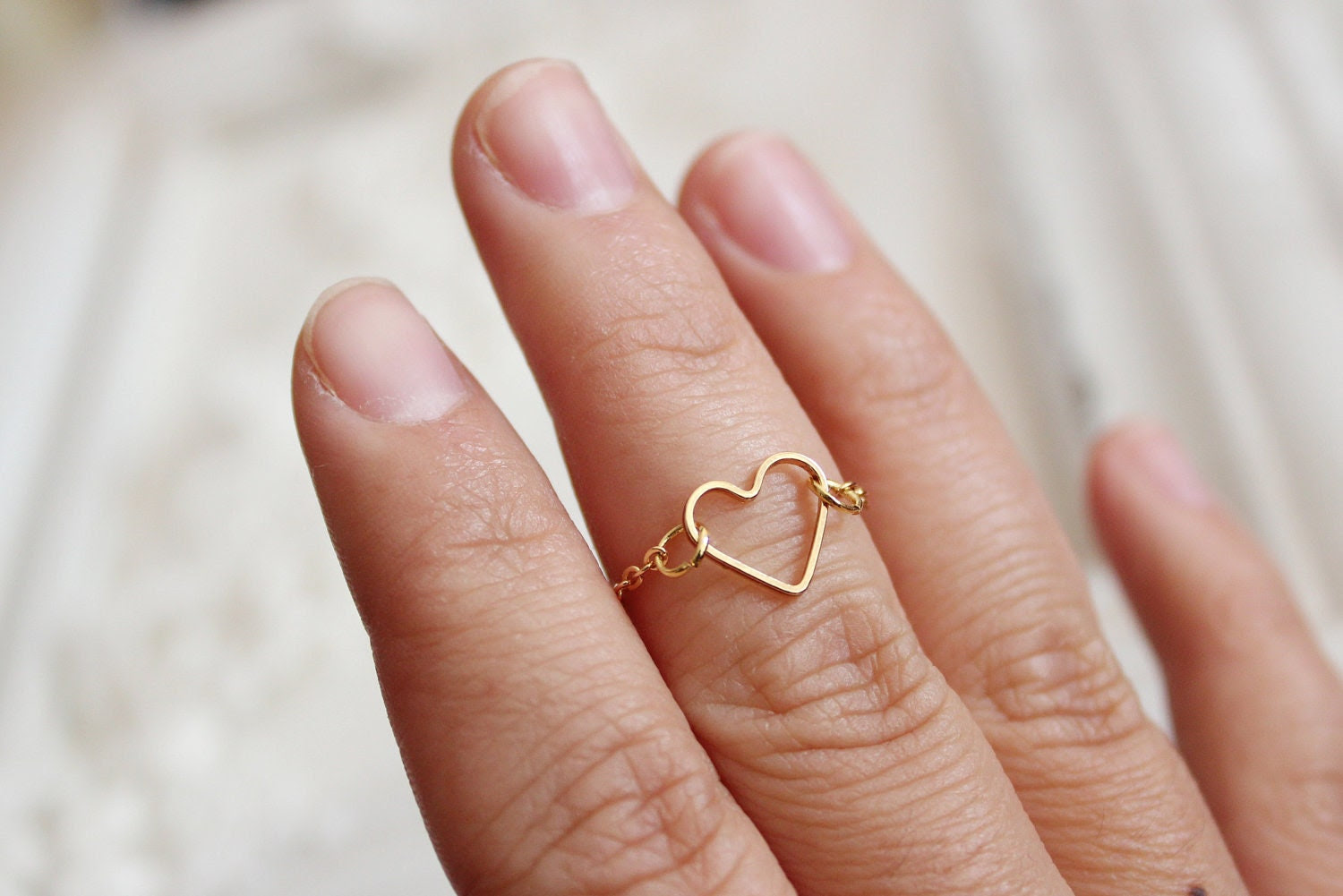 dainty gold heart ring  - gold heart above knuckle ring-gold heart dainty ring-bridesmaid gift