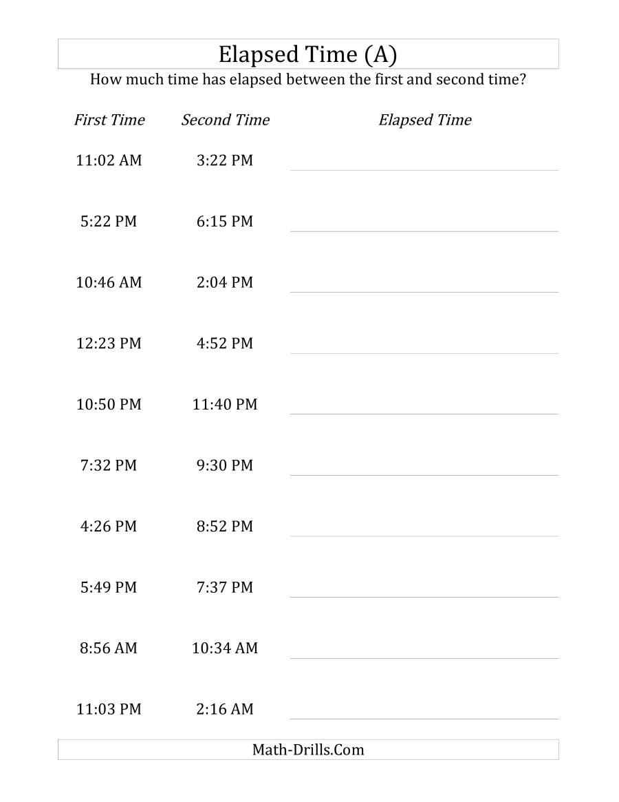 minute time in intervals Intervals Worksheet to Hours (A) 5 5 Measurement up Time worksheet 1 Minute