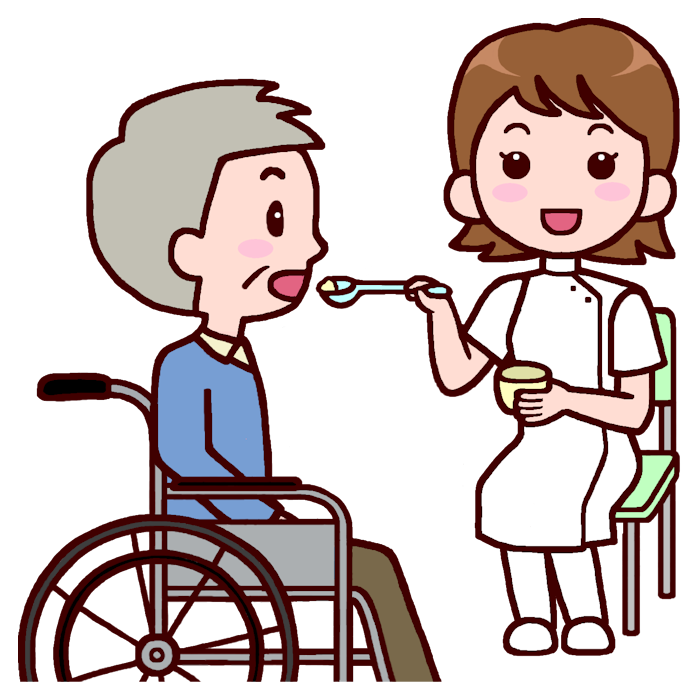 飲み込み カラー 言語聴覚士 福祉施設介護者 介護 医療 無料イラスト素材