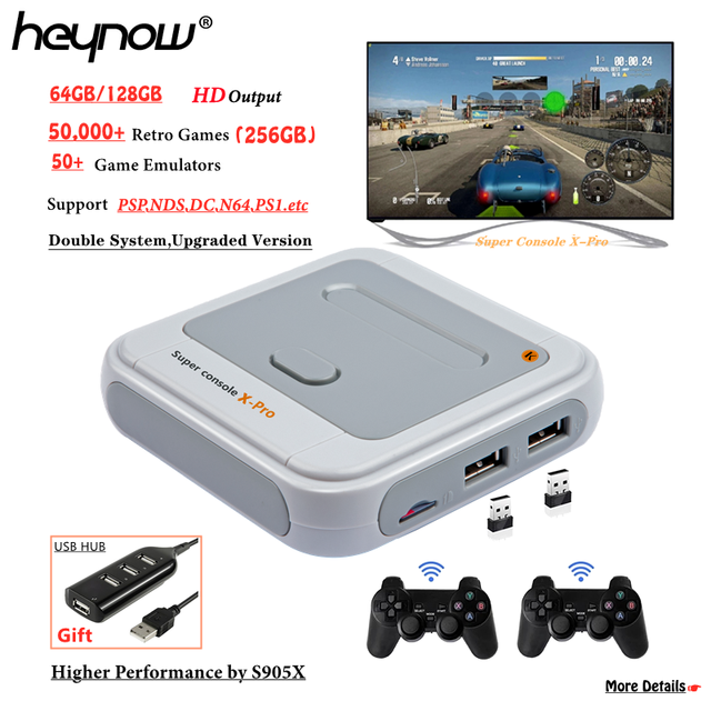 Special Price HEYNOW Amlogic S905X WiFi 4K HD Super Console X Pro 50+ Emulator 50000+ Games Retro Mini TV Box Video Game Player For PS1/N64/DC