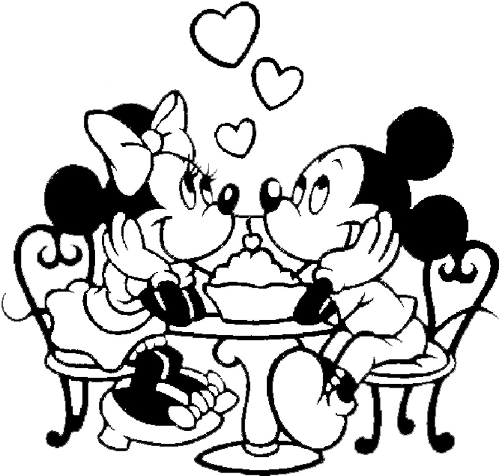 Disegno di Minnie e Topolino Innamorati da scaricare