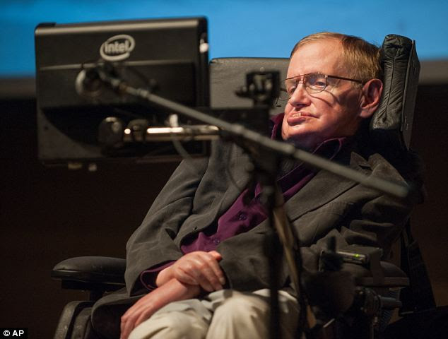 No need for God: Stephen Hawking, pictured at an earlier event in California this month, drew thousands of science fans to hear him speak on the origins of the Universe at the California Institute of Technology