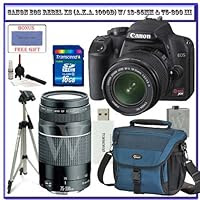 Canon EOS Rebel XS SLR Digital Camera Kit W/ 18-55mm IS Lens & Canon 75-300mm III Lens + Lowepro Digital Gadget Bag + Spare LP-E5 Battery + 58mm UV Filter + Transcend 16GB SDHC Card + Willoughby's Accessory Bundle