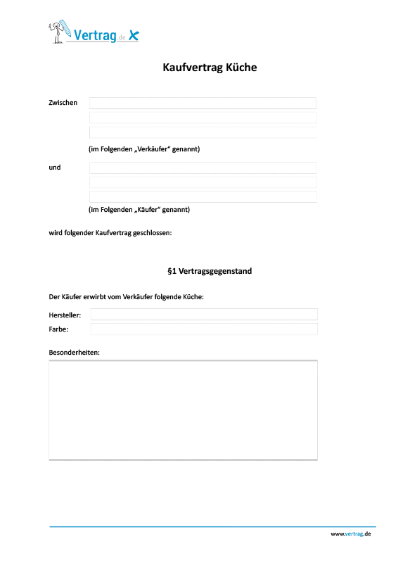 Kaufvertrag Küche - Kaufvertrag Muster