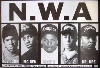 NWA - Arabian Prince, DJ Yella, Dr. Dre, Eazy-E, Ice Cube, und MC Ren ...