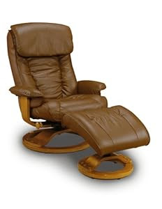 Mac Motion Chairs Model 2-piece Recliner With Matching Ottoman With Pecan Frame