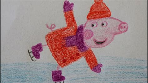 peppa malen mit schlittschuh   draw peppa pig