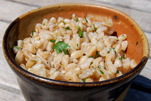 bowl of herbed farro salad by Eve Fox, copyright 2008
