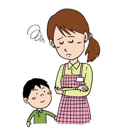 困った顔悩み顔の保育士女性保母さん 無料イラスト配布サイトマンガトップ