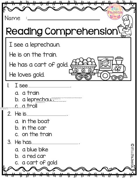  march reading comprehension kindergarten reading worksheets reading