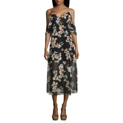 I Jeans By Buffalo Cold Shoulder Maxi Dress Color Black Floral Print Jcpenney