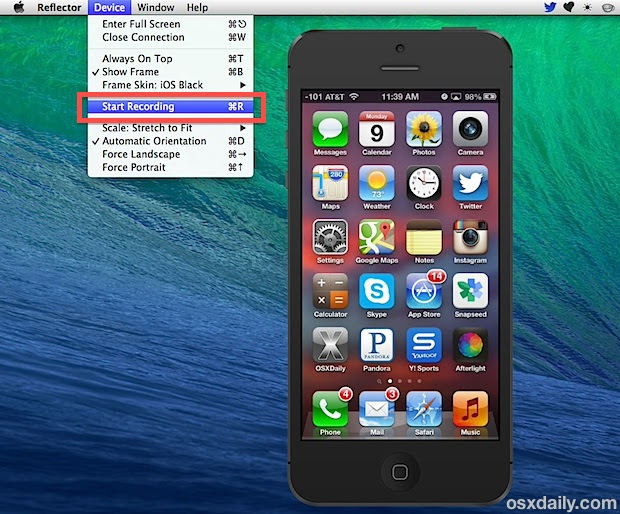 Recording the screen of an iPhone, iPad, or iPod touch with Reflector