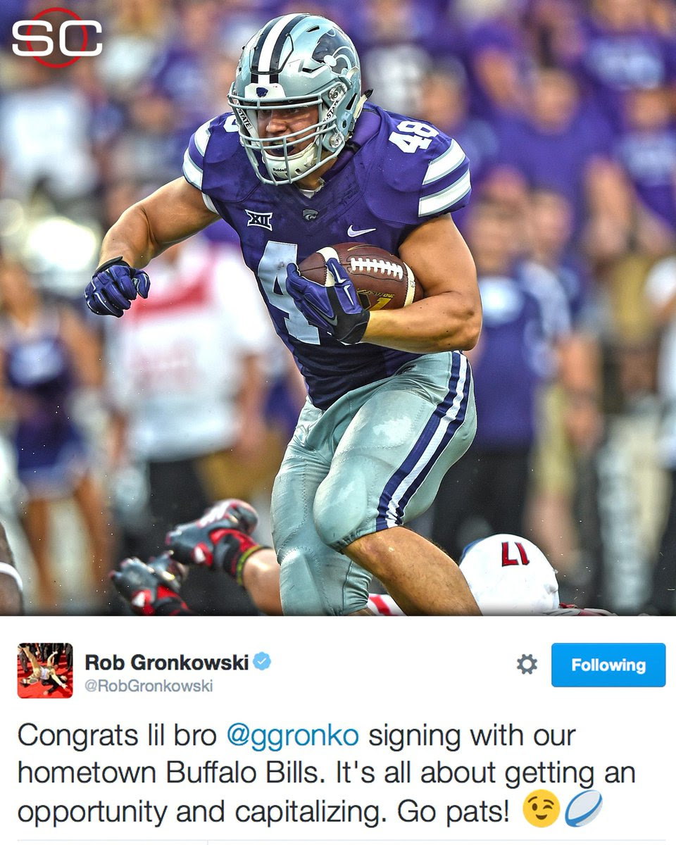 glenn gronkowski bills patriots brother rob undrafted draft drafted free signing fb DevontaeJFields