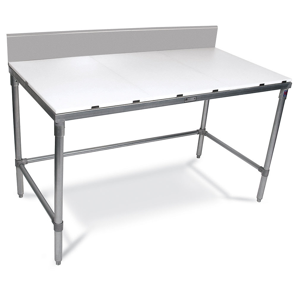 John Boos Poly Vinyl Top Workbenches - 48X30" Top - Galvanized Frame & Legs - With 6"H Backsplash