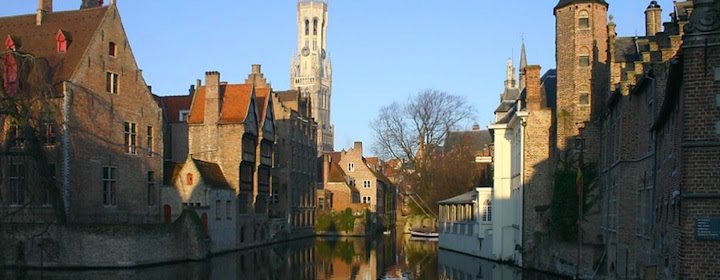 Strolling through romantic city of Bruges in Belgium