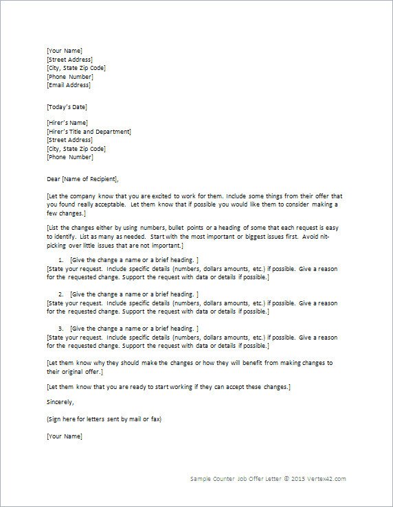 Counter Job Offer Letter / Negotiation Letter