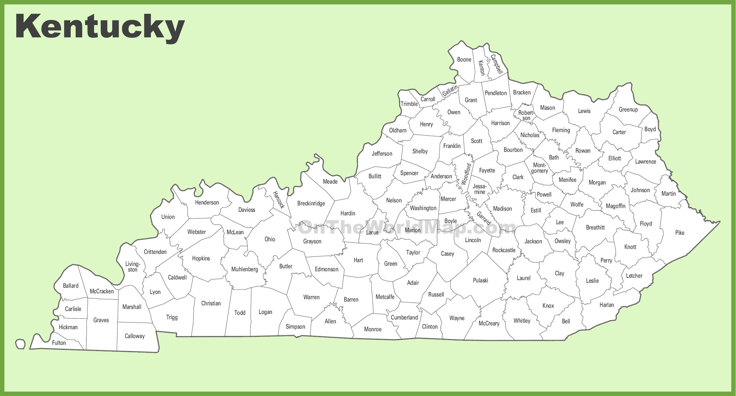 Map Of Ky By County Kentucky county map