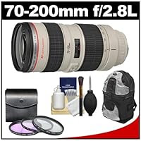 Canon EF 70-200mm f/2.8L USM Zoom Lens with 3 UV/FLD/CPL Filters + Backpack + Cleaning Kit for Digital SLR Cameras